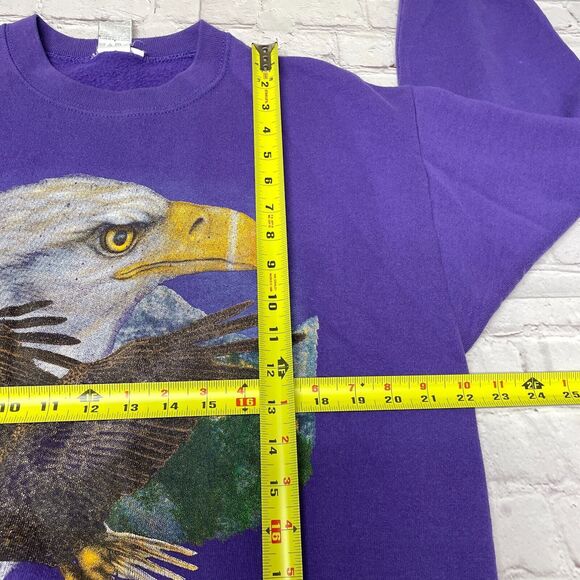 Vintage Brazos Adult Bald Eagle Crewneck Sweatshirt Size Large 80s 90s M235 -29 - Picture 3 of 13